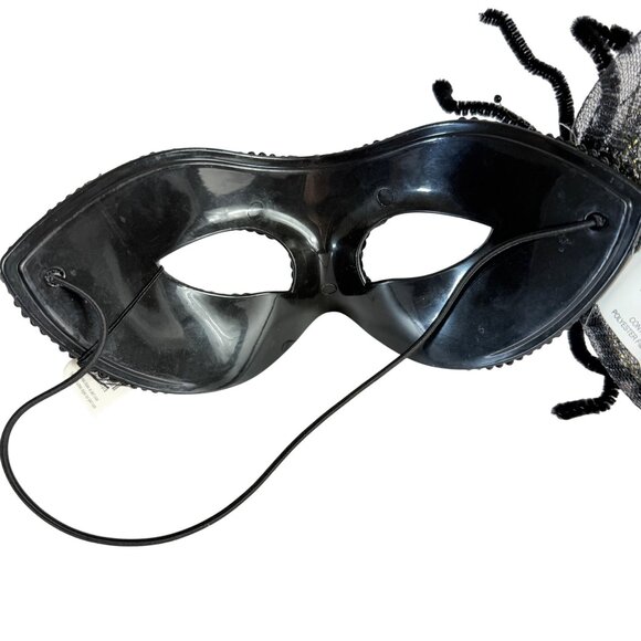 Pier 1 Masquerade Spider Mask VTG Gold Glitter Black Sequin Animal Floral Print - Picture 7 of 16